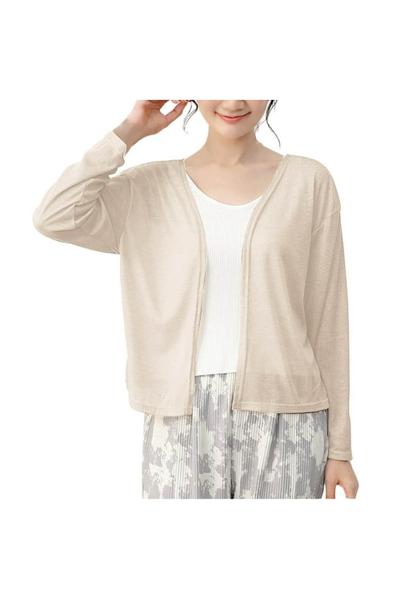 Summer Cardigans for Women Lightweight Open Front Thin Long Sleeve Casual Solid Color Cardigans