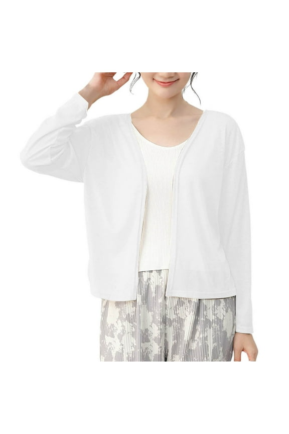 Summer Cardigans for Women Lightweight Open Front Thin Long Sleeve Casual Solid Color Cardigans