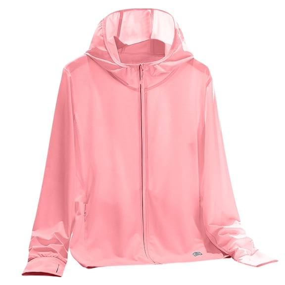 aidice Summer Jackets for Women Thin Zipper Hooded Long Sleeve Tops Sun Protection Breathable Cardigans