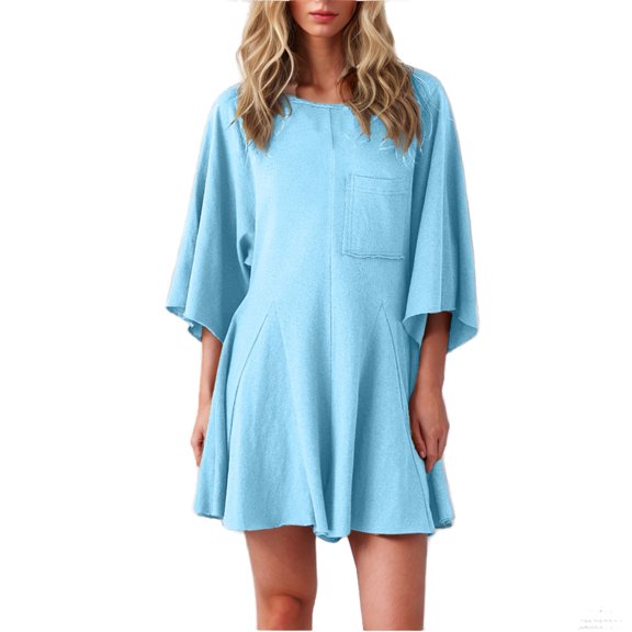 aidice Summer Jumpsuits for Women Casual 3/4 Sleeve Round Neck Ruffle Comfy Wide Leg Shorts Rompers