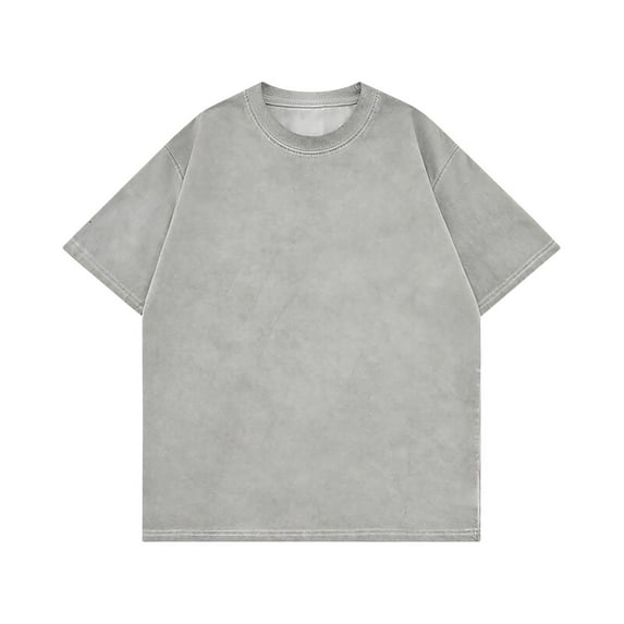 aidice Summer Mens T Shirts Crewneck Short Sleeve Loose Drop Shoulder Shirts Vintage Casual Blouses Tops