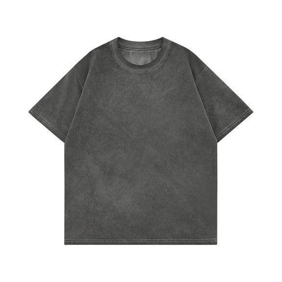 aidice Summer Mens T Shirts Crewneck Short Sleeve Loose Drop Shoulder Shirts Vintage Casual Blouses Tops