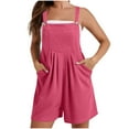 thumbnail image 1 of aidice Summer Overalls for Women Casual Adjustable Strap Button Ruched Loose Comfy Shorts Jumpsuits, 1 of 9