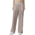 thumbnail image 1 of aidice Summer Pants for Women Casual Loose Mid Waisted Ruched Wide Leg Athletic Pants with Pockets, 1 of 5
