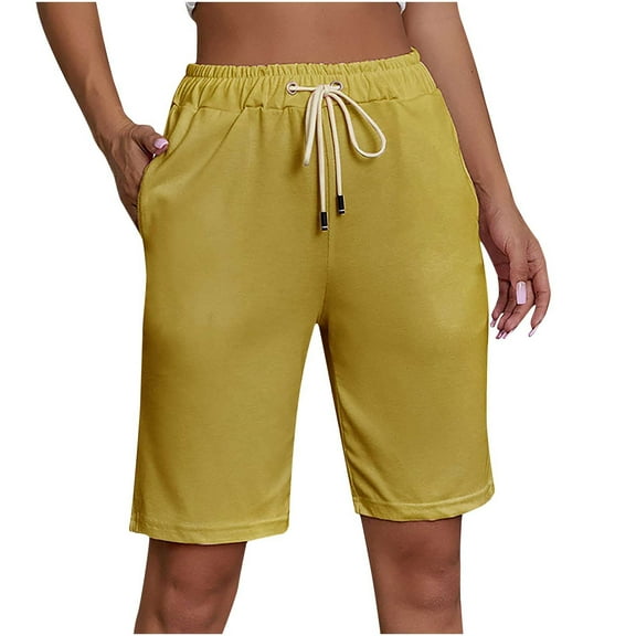 aidice Summer Shorts for Women Casual Comfy Drawstring Elastic Waisted Fitting Shorts with Pockets