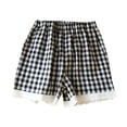 thumbnail image 1 of aidice Summer Shorts for Women Casual Elastic Waisted Loose Plaid Comfy Lace Homewear Shorts with Pockets, 1 of 8