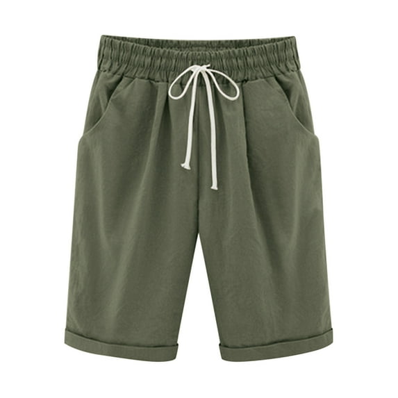 aidice Summer Shorts for Women Casual Loose Drawstring Elastic Waisted Comfy Solid Color Cropped Shorts