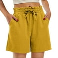 thumbnail image 1 of aidice Summer Shorts for Women Casual Ruched Elastic Waisted Drawstring Loose Straight Leg Shorts with Pockets, 1 of 9