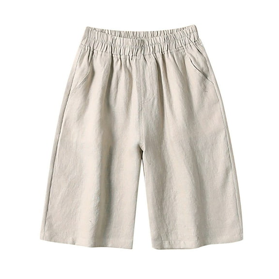 aidice Summer Shorts for Women Cotton Linen Casual Lightweight Cropped Loose Knee Length Pants Pockets