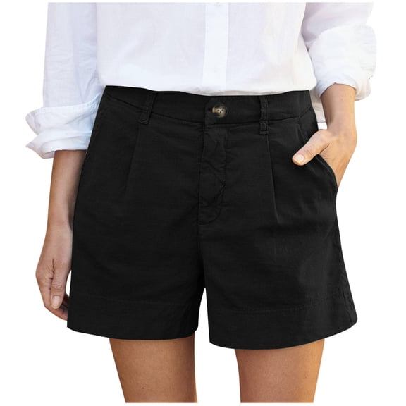 aidice Summer Shorts for Women Office Button Loose Comfy Casual Workwear Trendy Shorts with Pockets