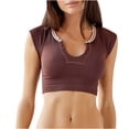 thumbnail image 1 of aidice Summer T Shirts for Women Ribbed Notched Neck Cap Sleeve Slim Fitted Comfy Casual Cropped Tops, 1 of 6