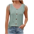 thumbnail image 1 of aidice Summer Tops for Women Eyelet Round Neck Sleeveless Drawstring Button Loose Comfy Casual Tank Tops, 1 of 7