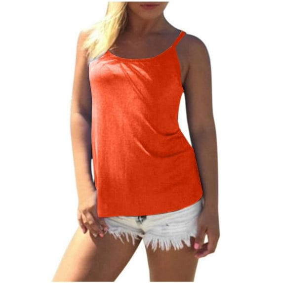 aidice Summer Tops for Women Scoop Neck Sleeveless Spaghetti Strap Backless Comfy Casual Summer Tank Tops