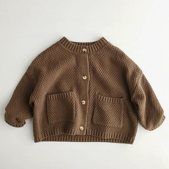 aidice Sweater Toddler Baby Clothes Button up Crewneck Long Sleeve Jackets Comfy Cotton Cardigans with Pockets