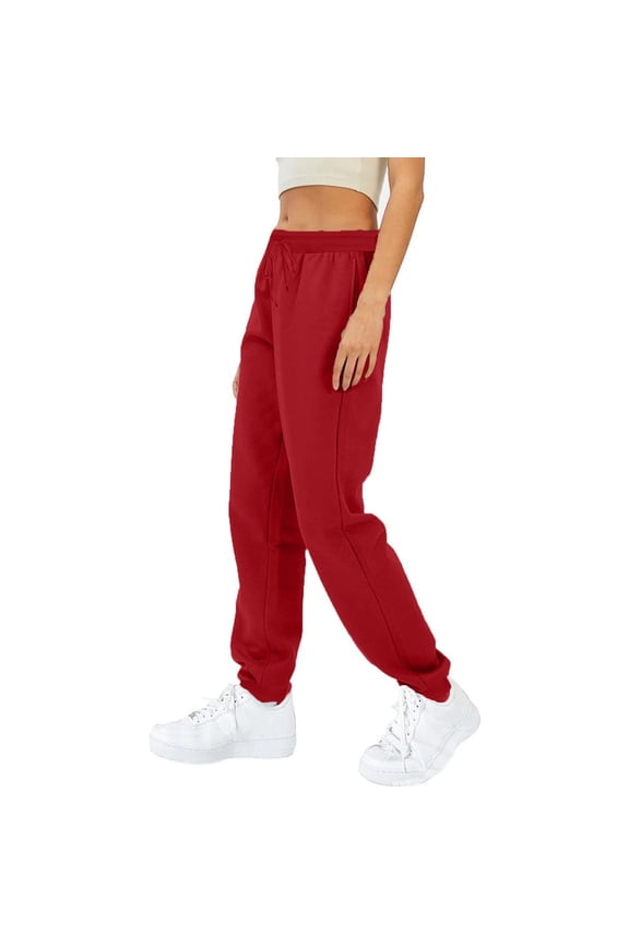 Sweatpants Women Running High Waisted Drawstring Solid Color Athletic Jogger Pants with Pockets