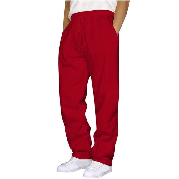 aidice Sweatpants for Men Drawstring Elastic Waist Straight Leg Pants with Pockets Casual Loose Workout Pants