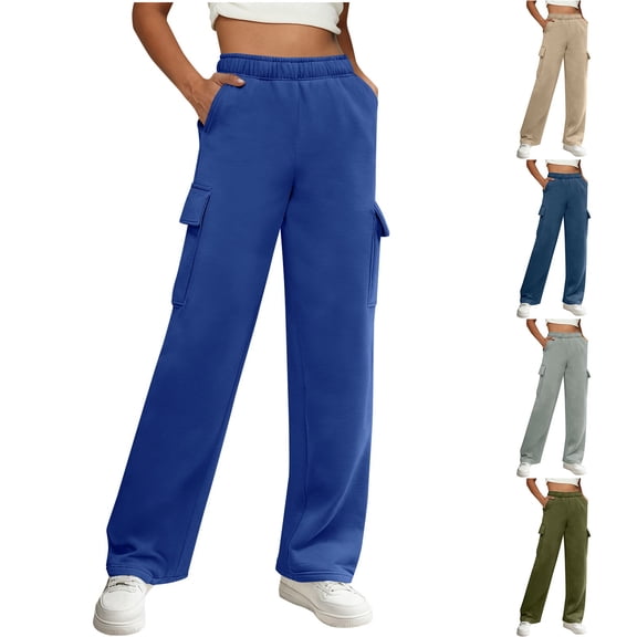 aidice Sweatpants for Women Elastic High Waisted Straight Leg Lightfleece Lined Jogging Pants with Pockets