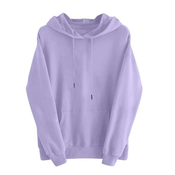aidice Sweatshirts for Women Casual Hooded Drawstring Long Sleeve Pullover Loose Comfy Solid Color Shirts