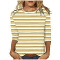 thumbnail image 1 of aidice T Shirts for Women Casual Crewneck 3/4 Length Sleeve Tops Comfy Fitting Striped Tee Shirts, 1 of 4