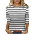 thumbnail image 1 of aidice T Shirts for Women Casual Crewneck 3/4 Length Sleeve Tops Comfy Fitting Striped Tee Shirts, 1 of 4