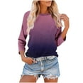 thumbnail image 1 of aidice T Shirts for Women Casual Round Neck 3/4 Raglan Sleeve Tops Comfy Fitting Gradient Color Shirts, 1 of 7