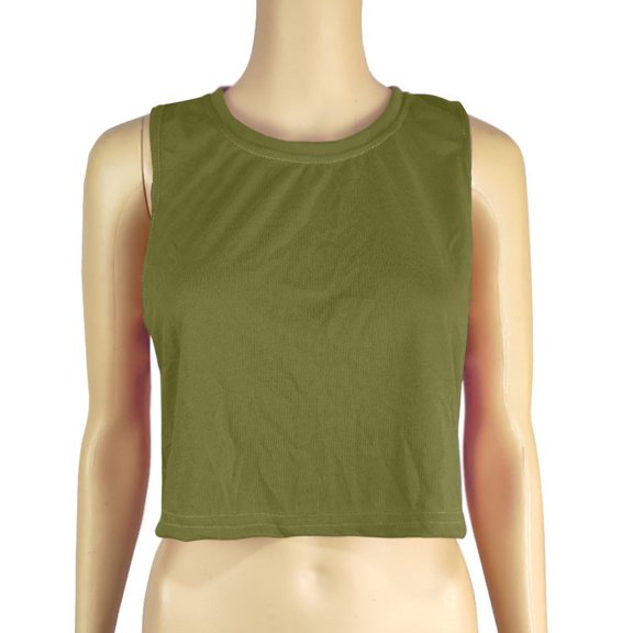 aidice Tank Top for Women Sleeveless Crewneck Base Crop Tops Solid Color Summer Casual Gym Workout Tank