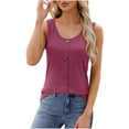 thumbnail image 1 of aidice Tank Tops for Women Cotton Sleeveless Button Crewneck Tops Summer Vacation Beach Tanks Solid Color, 1 of 5