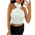 thumbnail image 1 of aidice Tank Tops for Women Ribbed High Neck Sleeveless Slim Fitted Comfy Tshirts Summer Casual Knot Crop Tops, 1 of 5