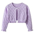 thumbnail image 1 of aidice Toddler Girl Clothes Round Neck Open Front Long Sleeve Hollow out Ruffle Cropped Cardigans, 1 of 7