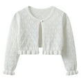 thumbnail image 1 of aidice Toddler Girl Clothes Round Neck Open Front Long Sleeve Hollow out Ruffle Cropped Cardigans, 1 of 7