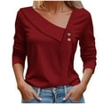 thumbnail image 1 of aidice Tops for Women Casual Long Sleeve Button Irregularly Neck Shirts Loose Comfy Trendy Tee Shirts, 1 of 5