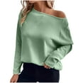 thumbnail image 1 of aidice Tops for Women Casual Long Sleeve Round Neck Loose Shirts Solid Color Drop Shoulder Basic Tops, 1 of 7