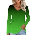 thumbnail image 1 of aidice Tops for Women Casual V Neck Long Sleeve Fitting Shirts Comfy Fall Gradient Color Blouses Tops, 1 of 5