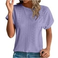 thumbnail image 1 of aidice Tops for Women Eyelet Round Neck Short Sleeve Loose Shirts Comfy Casual Solid Color Summer T Shirts, 1 of 6
