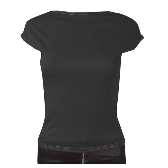 aidice Tops for Women Trendy Cap Sleeve Backless Slim Fitted Shirts Casual Comfy Solid Color Summer T Shirts