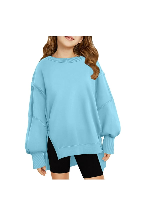 Unisex Baby Clothes Round Neck Puff Sleeve Oversized Pullover Tops High Low Hem Boy Girl Sweatshirts