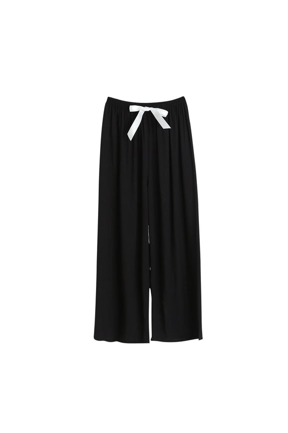 Wide Leg Pants for Women Casual Loose Comfy Elastic High Waisted Ruched Lounge Pants Homewear