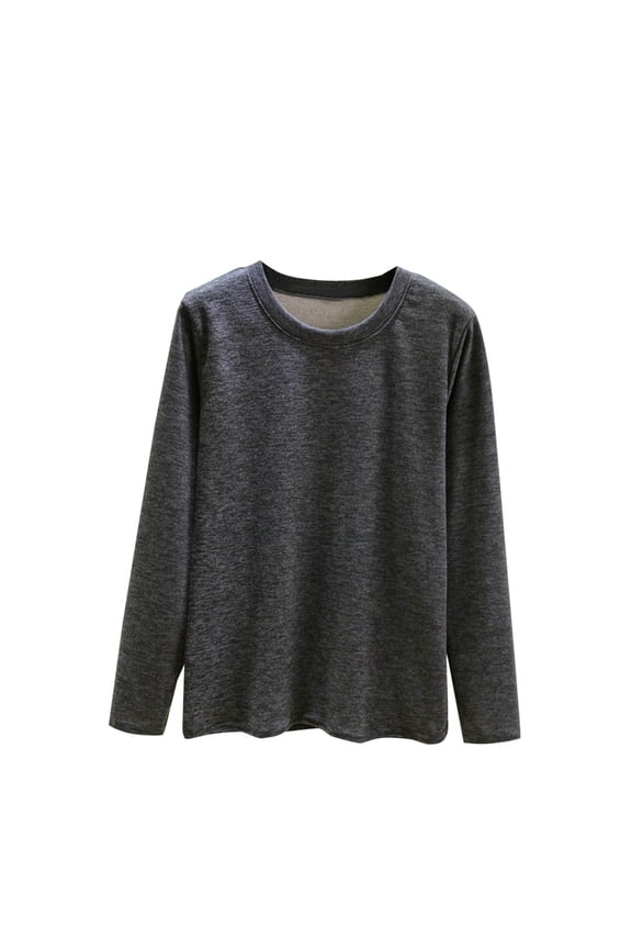 Winter Tops for Women Casual Long Sleeve Round Neck Comfy Fitting Warm Underwear Blouses Tops