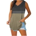 thumbnail image 1 of aidice Women's Cotton Tank Tops Sleeveless V Neck Tops Loose Comfy Summer Casual Daily Tanks Color Blocked, 1 of 7