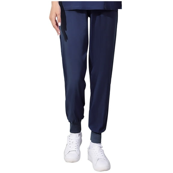 aidice Women's Scrub Pants Workwear High Waisted Yoga Jogger Soft Stretchy Cinch Bottom Trousers