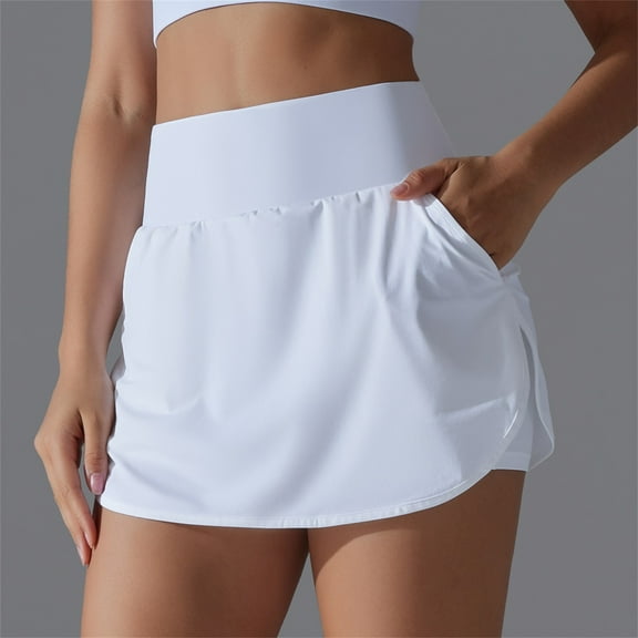 aidice Womens 2 in 1 Gym Yoga Shorts High Waisted Quick Dry Athletic Running Slim Fitting Shorts Solid Color