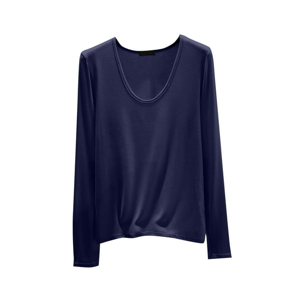 aidice Womens Basic Layer Top Tees Shirts Round Neck Long Sleeve Tops Comfy Stretch Pajamas Undershirt Sleepwear