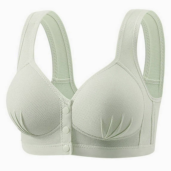 aidice Womens Bras Front Closure Comfy Wide Strap Ruched Breathable Support Solid Color Everyday Bras