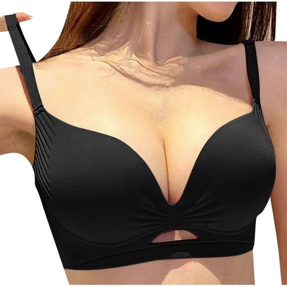 aidice Womens Bras Wireless Support Comfy Breathable Bralette Solid Color Ruched Keyhole Everyday Bras