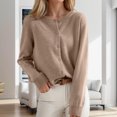 thumbnail image 1 of Qlbmong Womens Cardigans Round Neck Long Sleeve Button up Shirts Comfy Casual Loose Fall Knit Jackets, 1 of 4