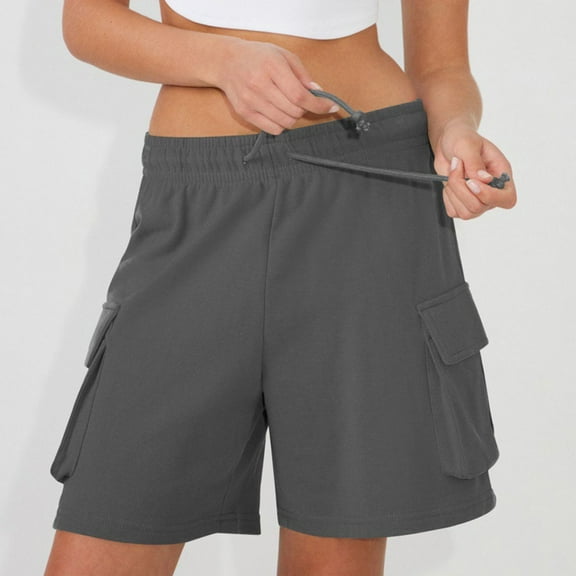 aidice Womens Cargo Shorts Loose Fitting Drawstring Elastic Waisted Summer Casual Stretchy Cargo Shorts with Multi Pockets