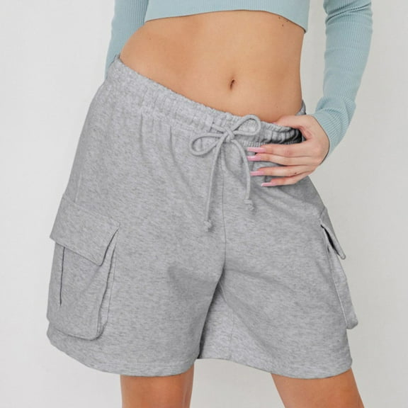 aidice Womens Cargo Shorts Loose Fitting Drawstring Elastic Waisted Summer Casual Stretchy Cargo Shorts with Multi Pockets