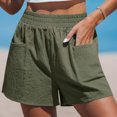 thumbnail image 1 of aidice Womens Cotton Linen Shorts Elastic High Waisted Lightweight Shorts Summer Casual Solid Basic Shorts with Pockets, 1 of 8