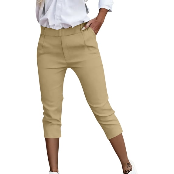 aidice Womens Dress Capri Pants High Waisted Casual Work Capris Business Casual Fitted Capris With Pockets