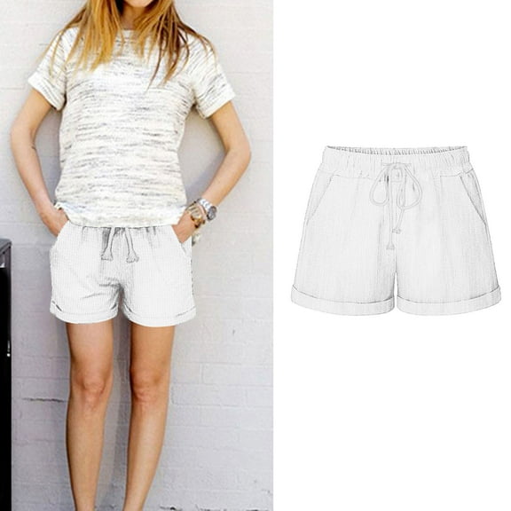 aidice Womens Fashion Shorts Drawsting Shorts for Women Summer Elastic Comfy Waisted Classic Solid Shorts for Women